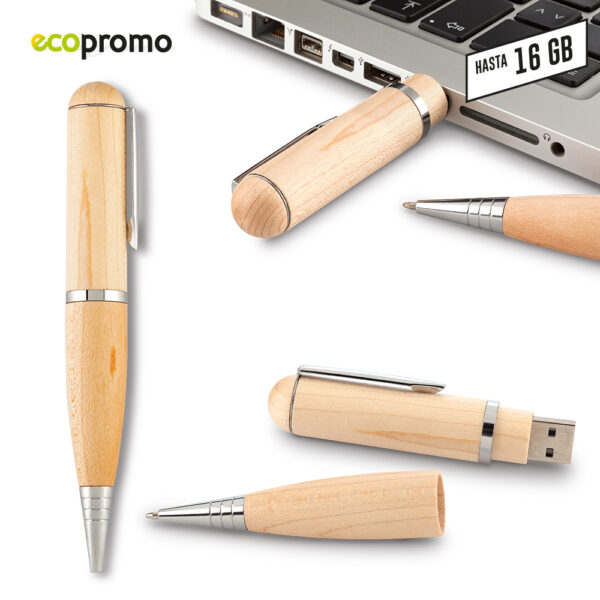 Memoria USB Bolígrafo Wood US-62
