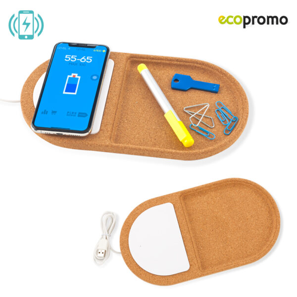 Organizador en Corcho con Cargador Inalambrico TE-382