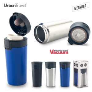 Mug Metálico Doble Pared Coffee Urban Travel 380ml MU-282